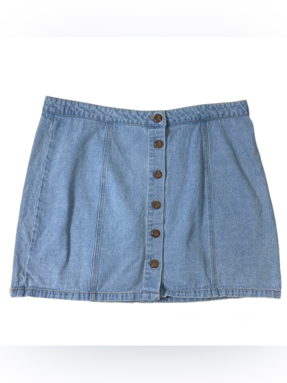 Women’s Blue Denim Mini Skirt Button Down Front Casual Jean Skirt 2X